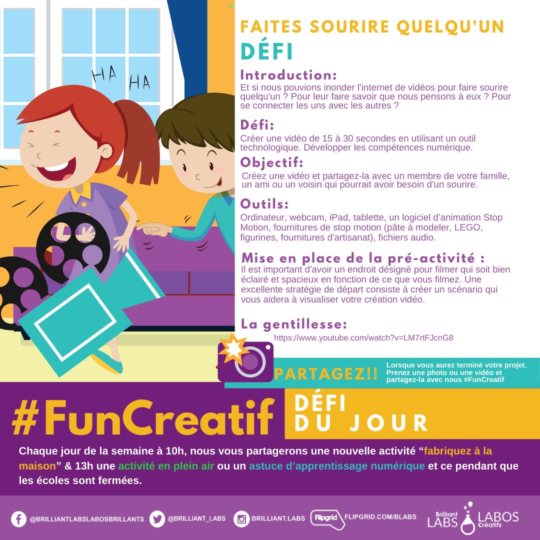 labos_creatifs's tweet photo. .#FunCreatif Créer une vidéo de 15 à 30 secondes en utilisant un outil technologique. Développer les compétences numérique. @francophonesud @nseducation @DSF_NO @CSLF_IPE @DSFNordEst @EDU_GovNL @EducationPEI @CSAP_Officiel https://t.co/VsfTTO6d0i