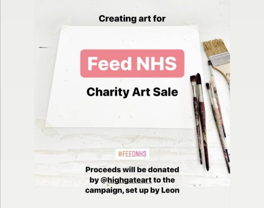 We have set up an online art exhibition to help raise money for #FeedNHS a campaign set up by @leonrestaurants @johnyV_LEON with <a href="/RealMattLucas/">Matt Lucas HQ</a> Helen McCrory &amp; <a href="/lewis_damian/">Damian Lewis</a> 
If you want to donate some art please DM us! Exhibition starts on Sun 12th April highgateart.com