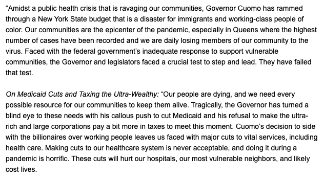 Inbox:  @MaketheRoadNY condemns Gov. Cuomo's "disastrous" budget. Worth reading these in detail: