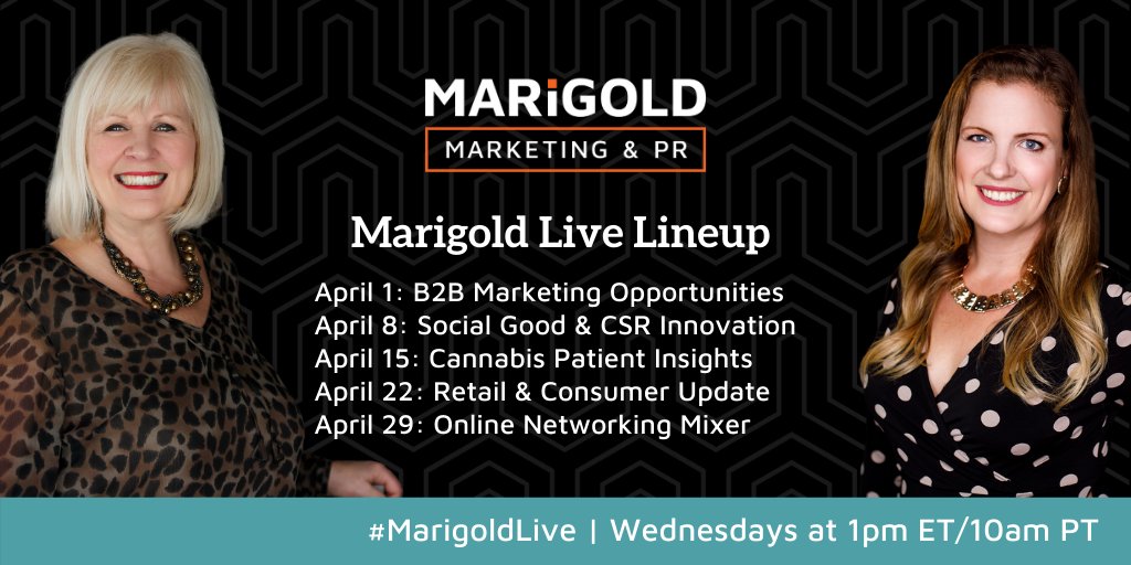 Wednesdays in April #MarigoldLive will cover marketing issues and insights during this challenging time
 buff.ly/33Y7yKg