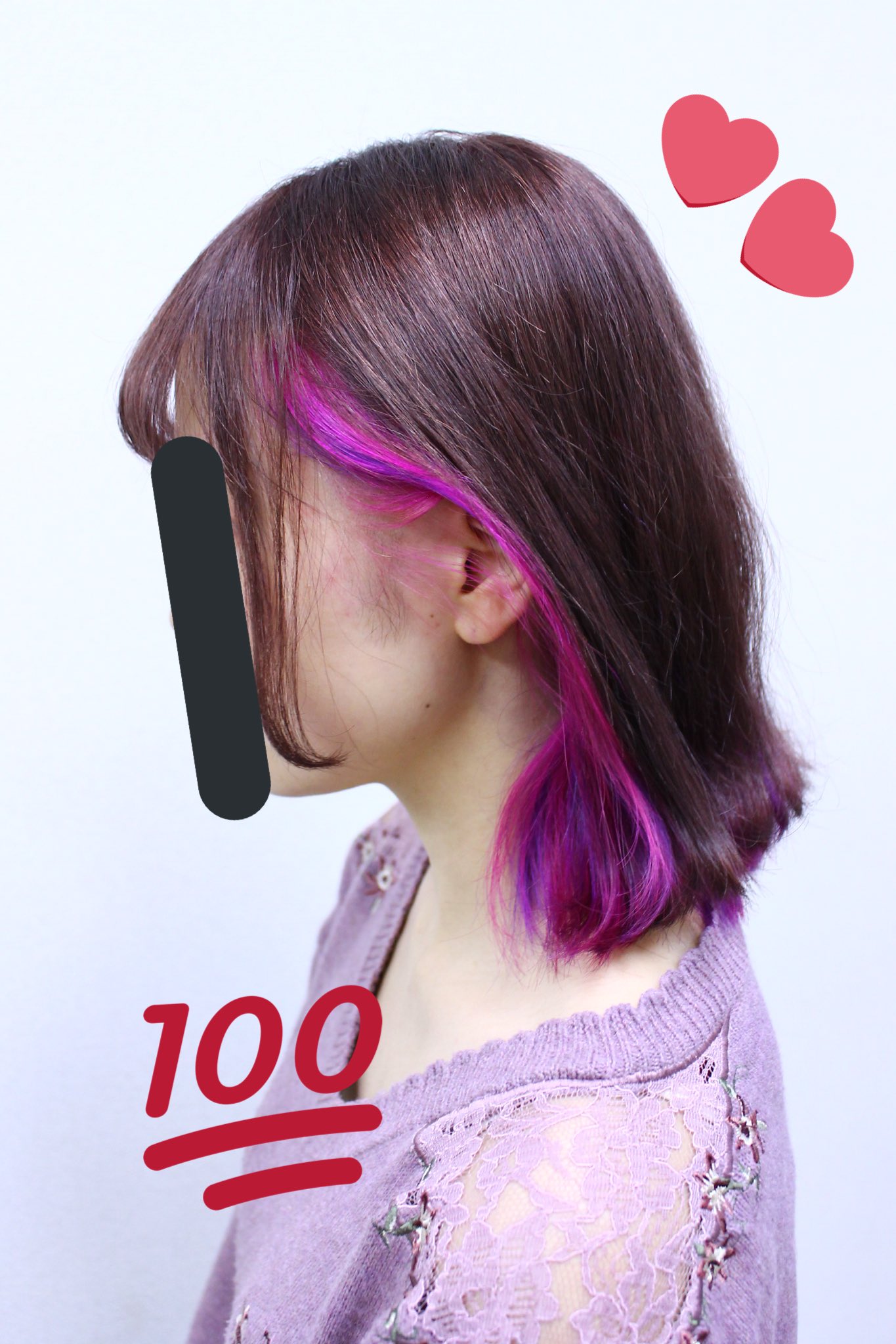 ストロベリーロックス 赤羽カラー専門店 本日のヘアカラー インナーカラー で ピンク と パープル の ミックスカラー トップは濃いめの ピンクベージュ 編んでも巻いても ハーフアップ でも ヘアアレンジ で更に可愛くなるよ 春にもぴったり