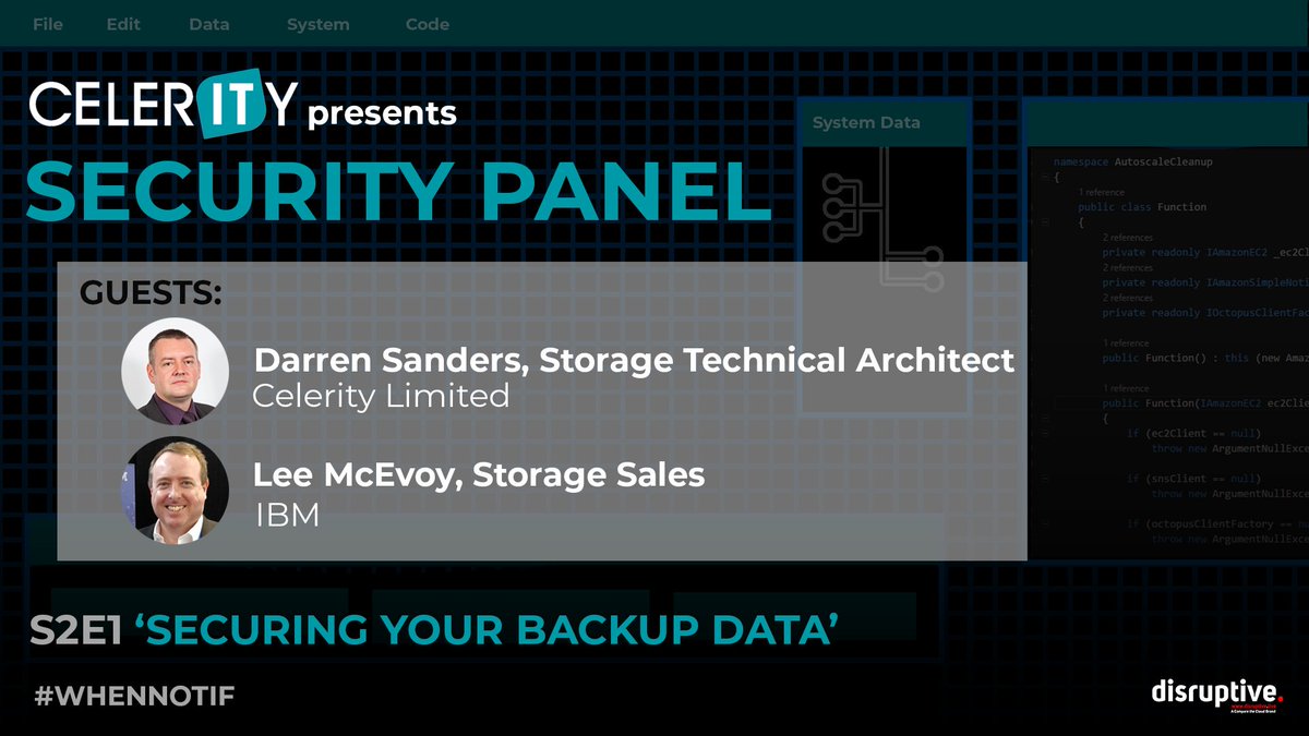 CelerityLimited's tweet photo. Special Data Protection episode of Security Panel - 'Securing Your Backup Data' on Wednesday 8th April @ 3PM!
Guests include @sanders_darren and @IBM's Lee McEvoy
https://t.co/KHrrE7NNDY
#cybersecurity #DataProtection #Backup #SecurityPanelShow @disruptivelive @comparethecloud https://t.co/p4QsT18NBC