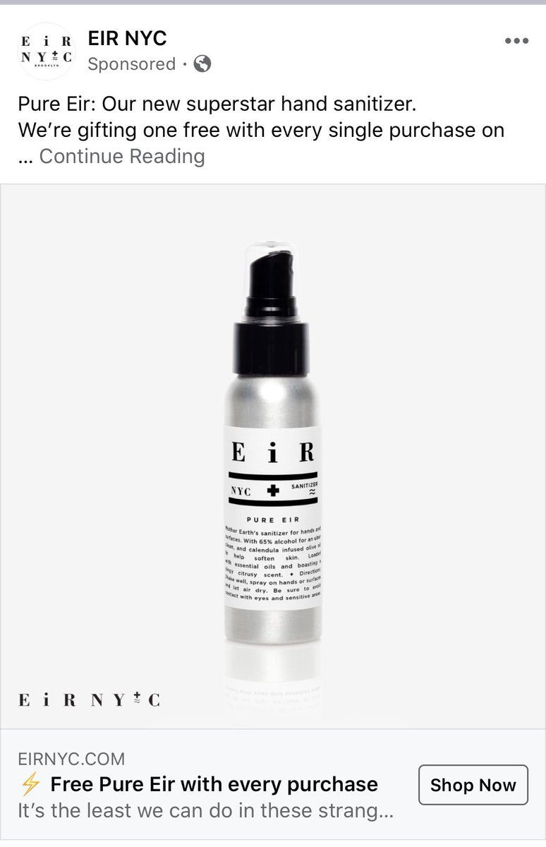 Here’s where it gets nuts. EIR NYC will sell you a 2 oz spray for $20. $10/oz. Yep, these shady wankers are riding a juicy 10,000% markup on rubbing alcohol in a spray bottle, and that’s before shipping and handling. Toss em in the gulag. 16/
