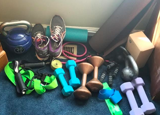 Mrs. Fremuth has her own indoor gym to stay fit!