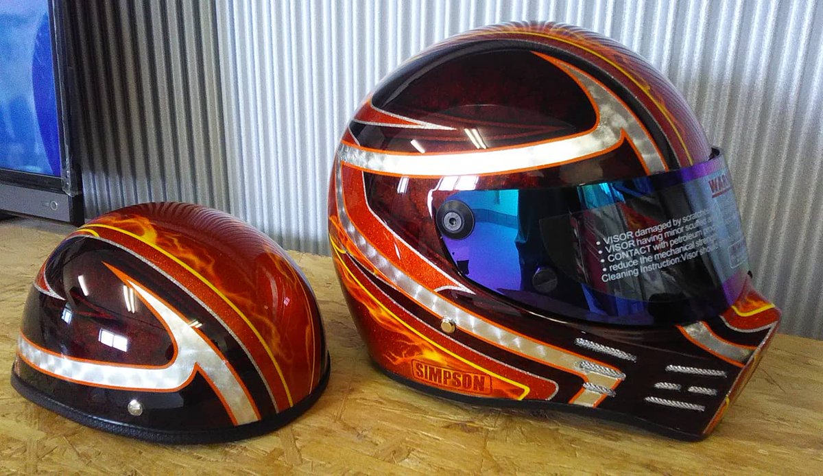 TAPHeaven1's tweet photo. ちょっとまえのペイントの作品にはなりますが、いい感じのヘルメットができました！

#heavenpaint
#custompaint
#simpson
#シンプソン
#CustomBikers 
#フルフェイス https://t.co/ce1cONUuFl