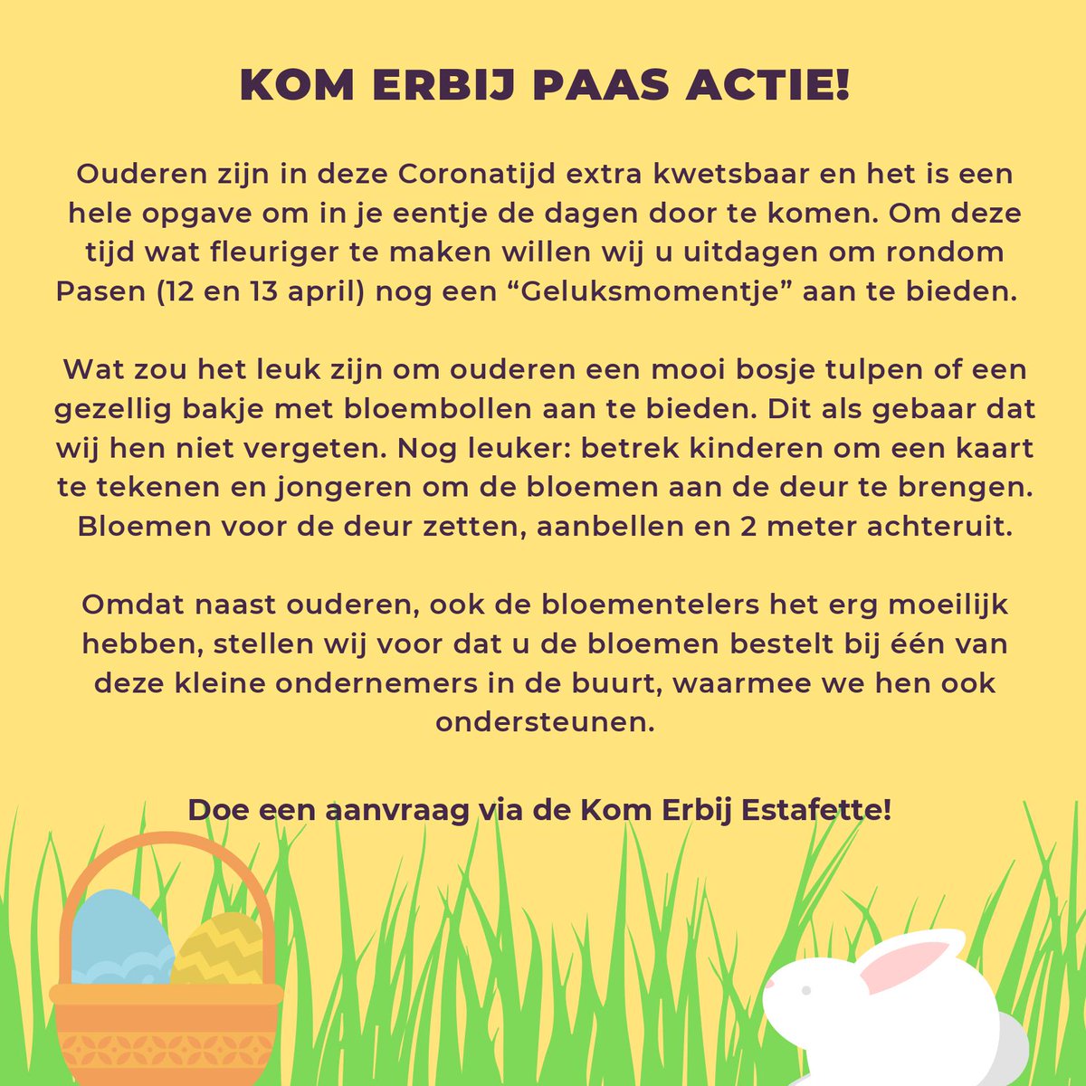 Doe mee met onze paas actie en maak Rotterdamse ouderen en bloemisten blij! 🐣🌷 Aanvraag via: …ieerbijrotterdam.us11.list-manage.com/track/click?u=…