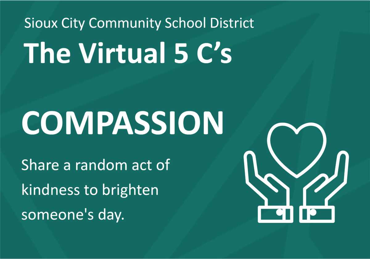 EMS_SCCSD's tweet photo. Compassion: Share a random act of kindness to brighten someone's day. #SCCSD #Virtual5C's #Compassion https://t.co/vWTsJDjOns