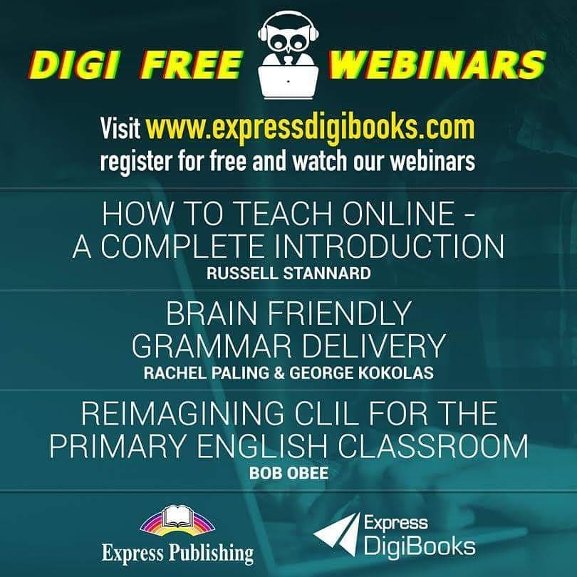 ExpressElt's tweet photo. Free online teacher training webinars to improve your teaching skills and techniques. Register now and stay updated! https://t.co/hLjm39GvWm
#welovewebinars #ExpressPublishing #expressdigibooks https://t.co/JS6tZSQfs0