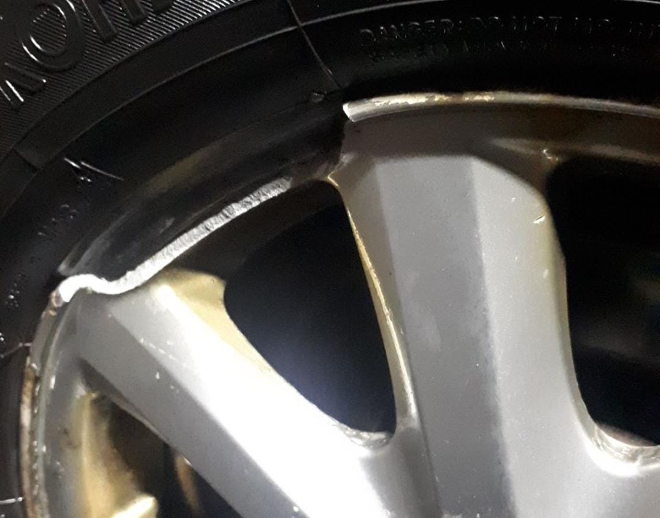 From Jeff Ruggles- If you are on Hwy 101 heading towards the valley from #Halifax, there is a wheel eating pot hole by exit 2A. Stay in the left lane. Pass this on if you see it. That’s an alloy not a hub cap.  (via <a href="/Q104Halifax/">Q104Halifax</a>)