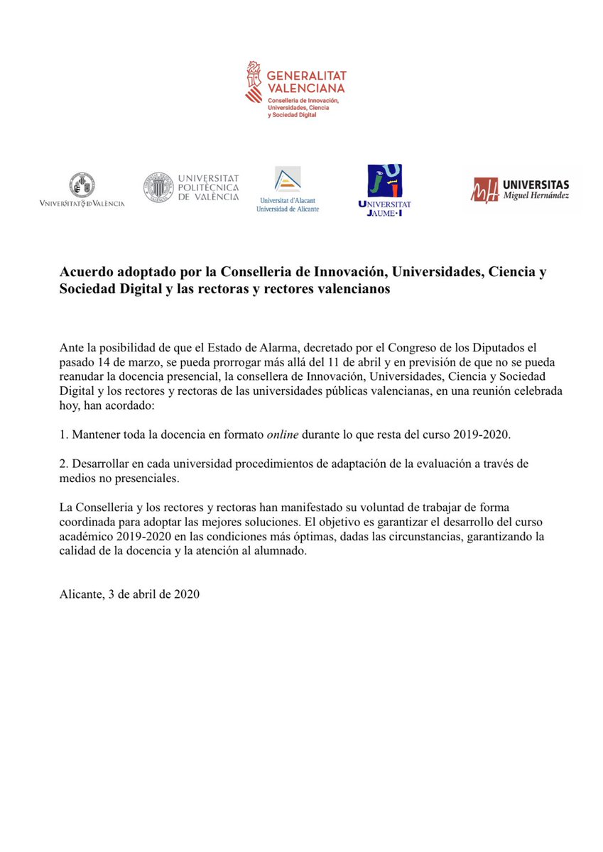 🔴 ATENCIÓN ESTUDIANTES🔴
¡¡ Oficialmente se ha pasando a una docencia online !! 👩🏻‍💻
Se esta trabajando para lograr un metodo de evaluación acorde a esta nueva situación.🤝