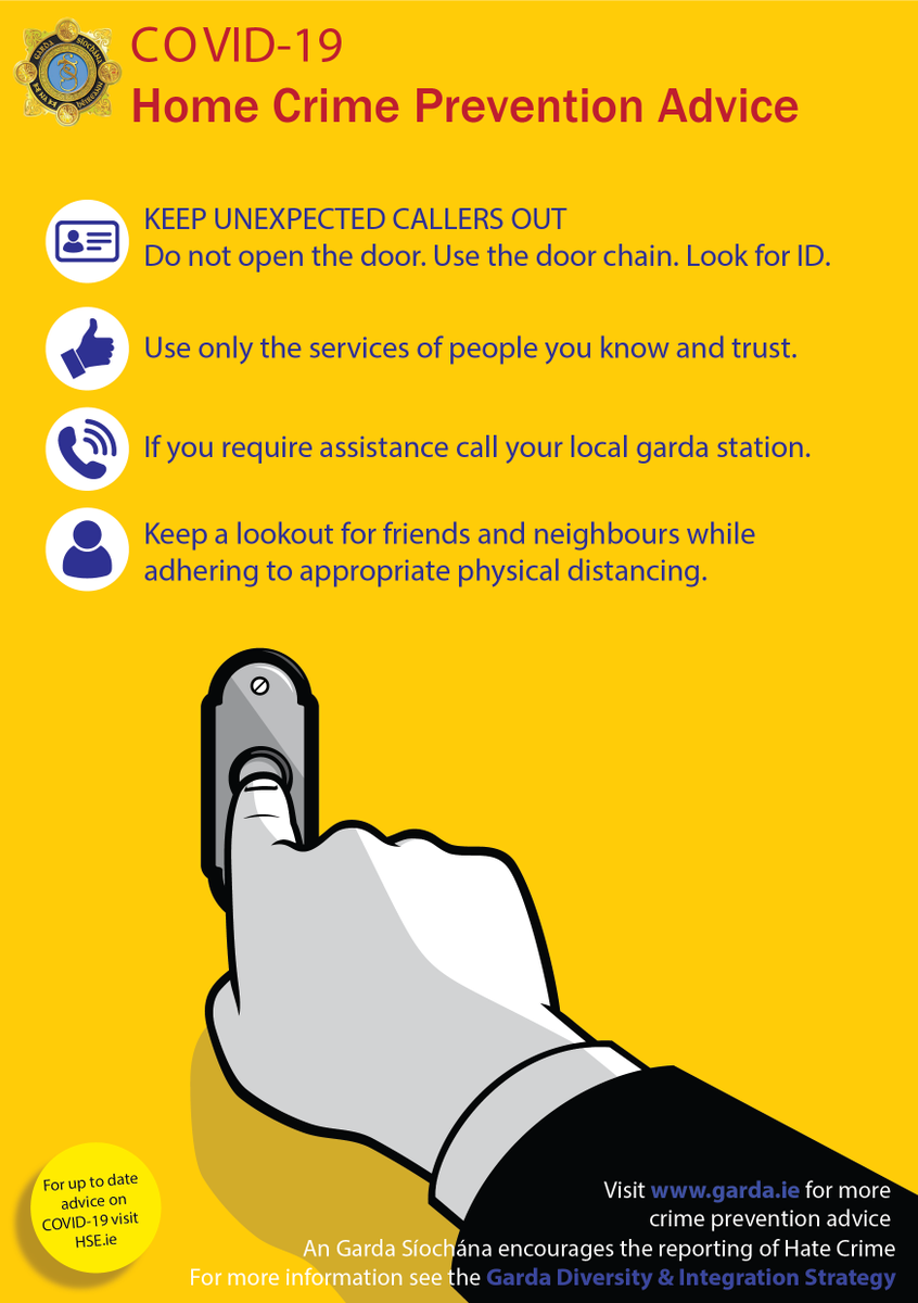DarndaleBelcampVC (@darndalebelcamp) on Twitter photo Stay Safe at Home! <a href="/gardainfo/">Garda Info</a> have offered Crime Prevention Advice for all persons during the current Covid-19 crisis to ensure all individuals are alert to bogus callers, online scams and home security. Please share this Crime Prevention Leaflet to help raise awareness. Stay Safe at Home! <a href="/gardainfo/">Garda Info</a> have offered Crime Prevention Advice for all persons during the current Covid-19 crisis to ensure all individuals are alert to bogus callers, online scams and home security. Please share this Crime Prevention Leaflet to help raise awareness.