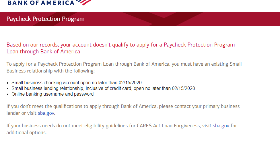 FWIW, this is what I get when I try to access the application with my personal BofA account. Seems you'd definitely need a BofA credit card or LoC. Fortunately, our business has both.