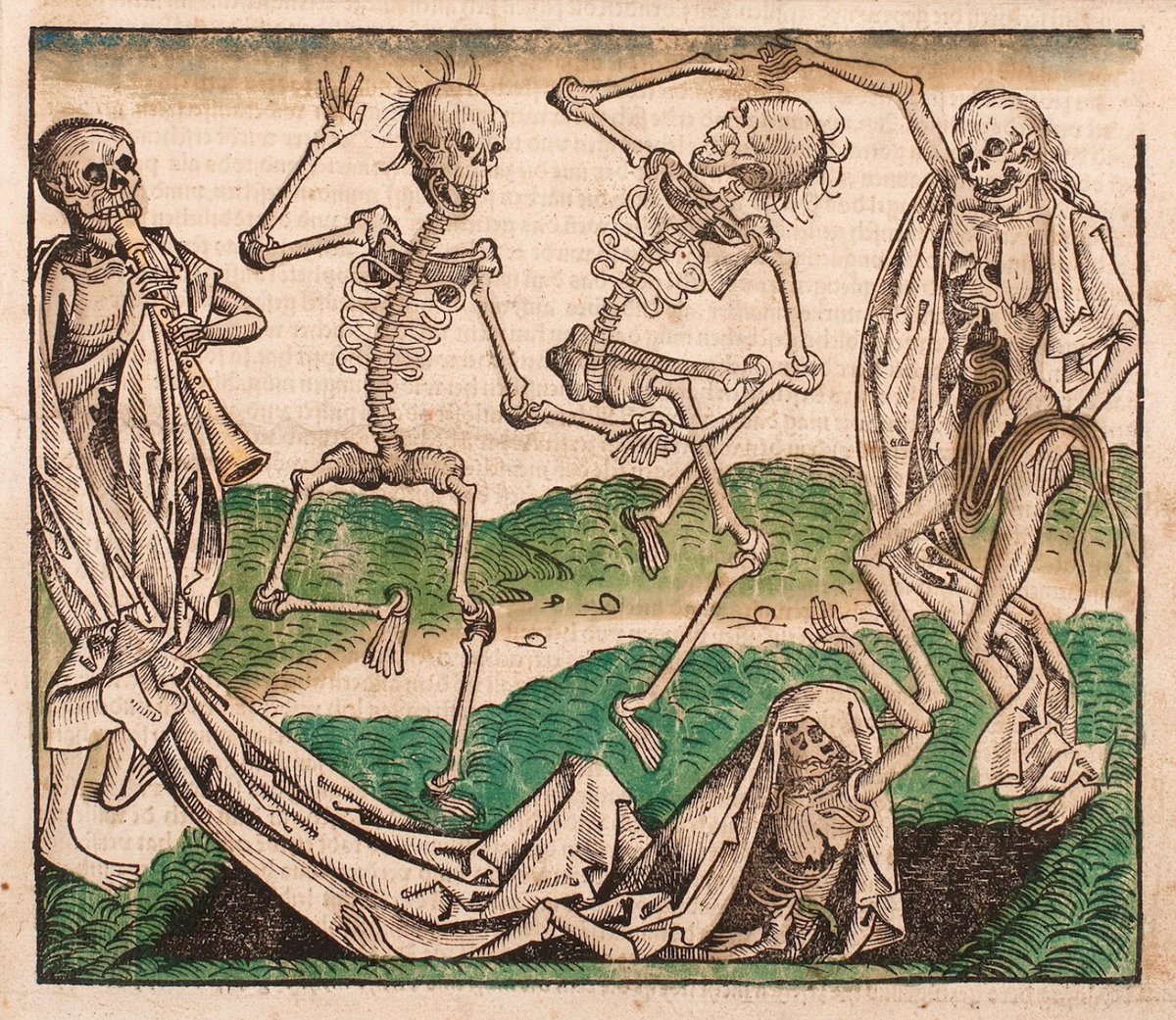Antigamente a morte já era um tema recorrente na arte, mas foi na Grande Peste da Idade Média que ela ganhou uma atenção especial. Nessa época nasceu a alegoria da Dança Macabra, nela a morte demonstrava seu poder de conquista ao dançar com os vivos