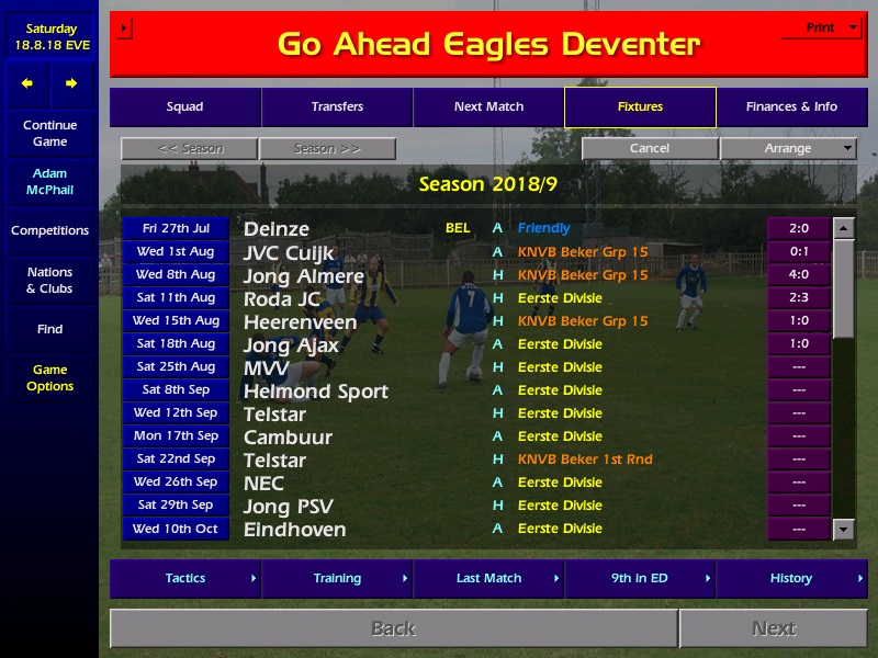 ...The pride of the IJsselKowet qualify from their KNVB group top after wins over Jong Almere and Heerenveen preceded by an opening loss to 4th division side JVC Cujik. Their league camapaign begins with a 3-2 loss to Roda followed by a 1-0 win away to Jong Ajax.  #CM0102