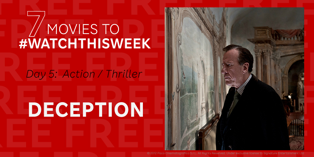 RakutenTV's tweet image. IT'S FRIDAY! 🎉 Get excited for movie night with an epic thriller starring Ewan McGregor, Hugh Jackman and Michelle Williams! Today's recommendation to #WatchThisWeek is Deception, and it's available FREE with ads on Rakuten TV! 🍿 fal.cn/37p32