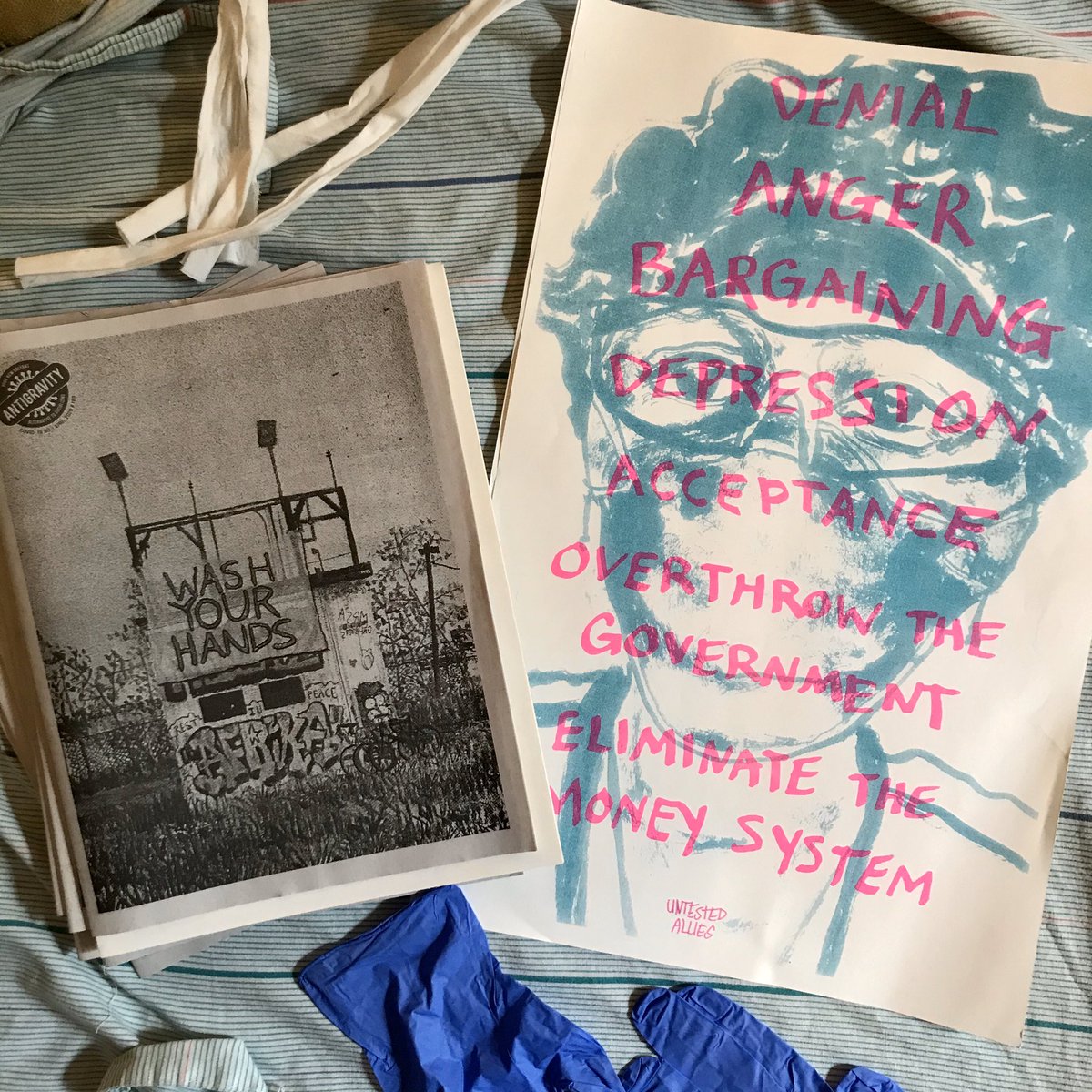 Our front cover art is by Max Seckel, our new medallion is by  @rekanize, and our back cover illustration is by Rachel Speck. Some print copies will include a poster insert: “GRIEF,” an 11″x17″ two color risograph print designed by  @untestedallies and printed by Max Seckel.