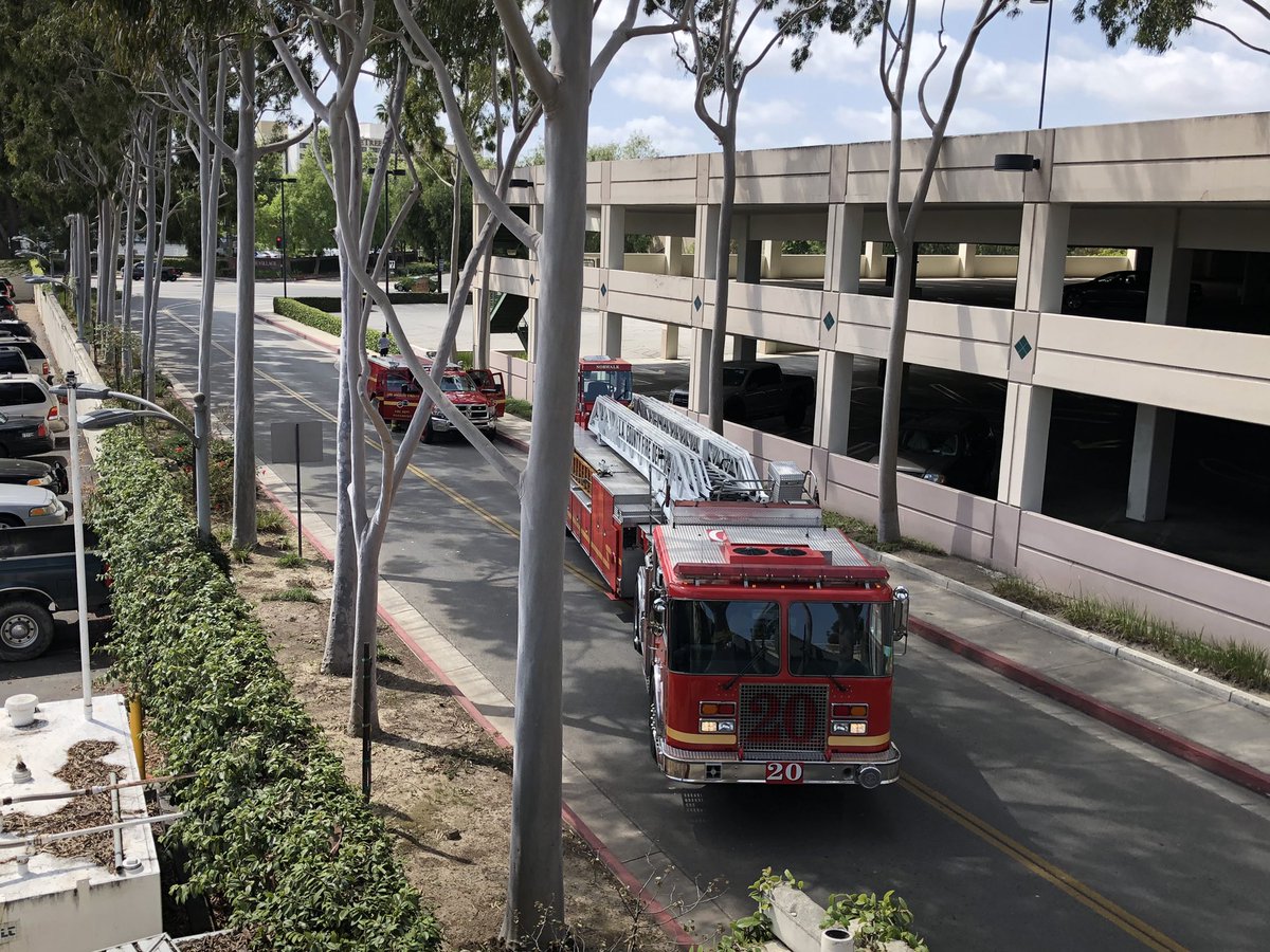 NorwalkLASD's tweet photo. If you see firemen blocking off Manual Salinas Ave at the court house parking structure, don’t be alarmed. They’re just doing some routine training. Thank you, Engine 20, for working hard to stay sharp. #LASD #LACF #Norwalk #Engine20 #BrothersInRed #WhereTheresNoSmokeTheresNoFire https://t.co/LvovA6Un9H