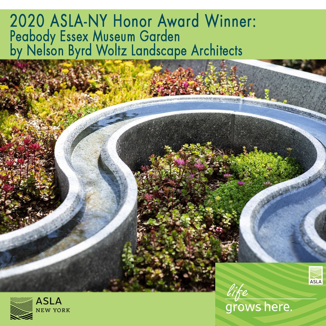 ASLA_NY's tweet photo. 2020 ASLA-NY Honor Award Winner
Peabody Essex Museum Garden 
Designed By Nelson Byrd Woltz Landscape Architects
Location Salem, Massachusetts

Read the full description on Instagram: https://t.co/LcZB5mRpiX

#WLAM2020 #LifeGrowsHere #landarch #aslanyc #awards @NationalASLA @NBWLA https://t.co/zOBzhcInma