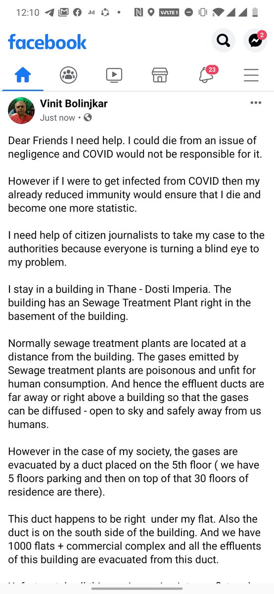 I need help of citizen journalists to take my case to the authorities because everyone is turning a blind eyeI stay in a building in Thane - Dosti Imperia. The building has a Sewage Treatment Plant right in the basement of the building @republic http://bit.ly/2wbEUZL 0 – at  Dosti imperia