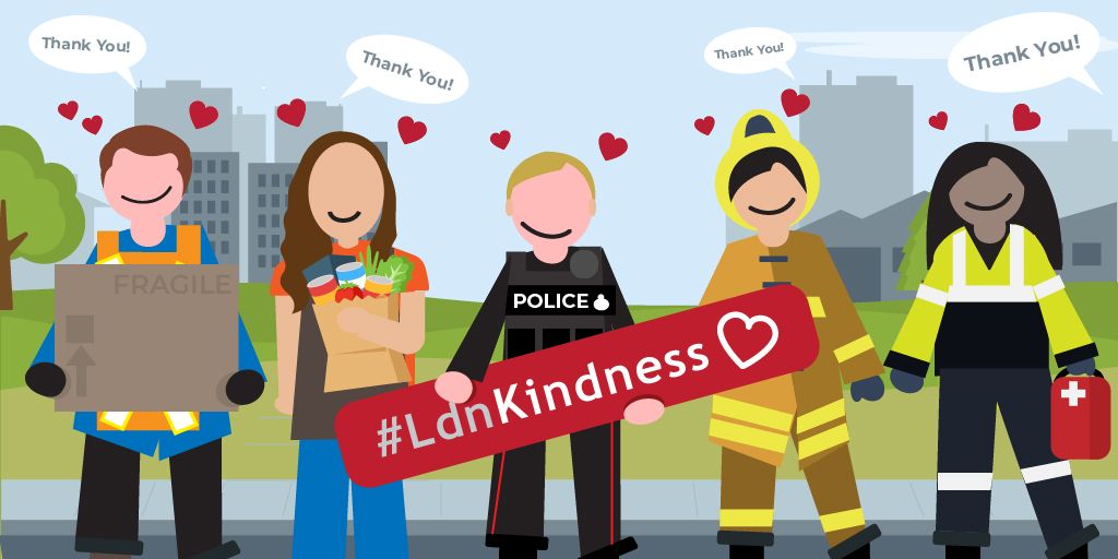 CityofLdnOnt's tweet photo. Grocers. Cashiers. Pharmacist. Health Care Workers. Shelters. Scientists. Police. Firefighters. Paramedics. Delivery &amp; Truck Drivers.

Thank you for all you do to stop the spread of #COVID19.

Let's help keep them safe by staying home &amp; social distancing.

#LdnKindness | #LdnOnt https://t.co/wjsDKS6W8z