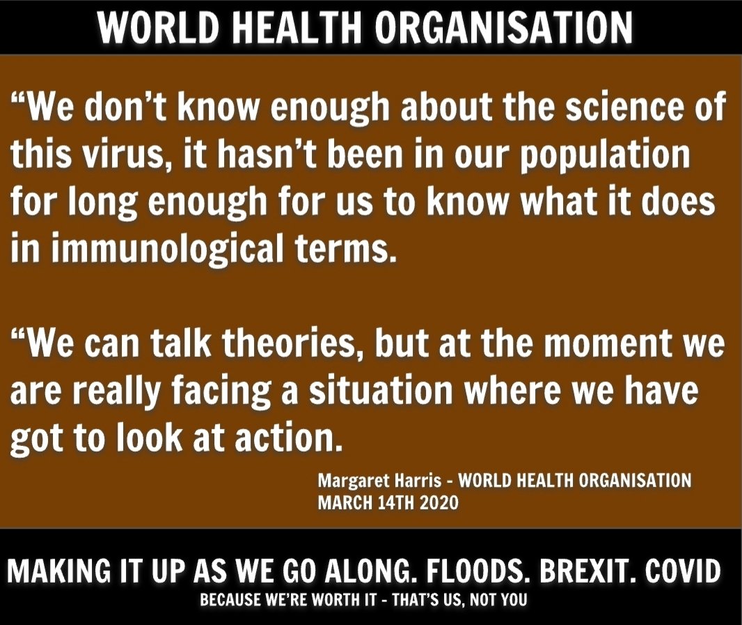 3/6Blanket ban Patrick Vallance. No valid science on Covid-19, yet heendorsed a HerdImmunity (HI) strategy gave an unknowable HI effective rateis still talking multi-waves of infection (wrong for current strategy)was unaware of death rates by ageAnd many others. 