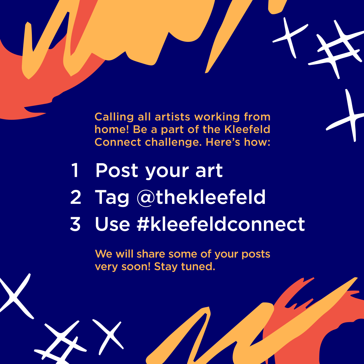 Participate in the #KleefeldConnect Open Call! Share your #stayathome art with us on Instagram. How?
Post your art, tag @thekleefeld, and use hashtag #kleefeldconnect to answer the challenge.
(We will continue to #repost some of your works through April!) bit.ly/kleefeldconnect