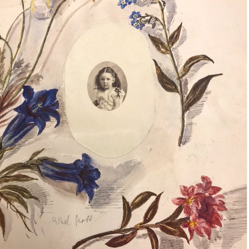 Today’s  #CollageBeforeModernism photo is a detail from an anon. album known as the Grove Family Album, in the collections of the Huntington Library. It mixes pasted in photographs of family members, friends & houses with engravings of fine art, as well as hand drawn details.