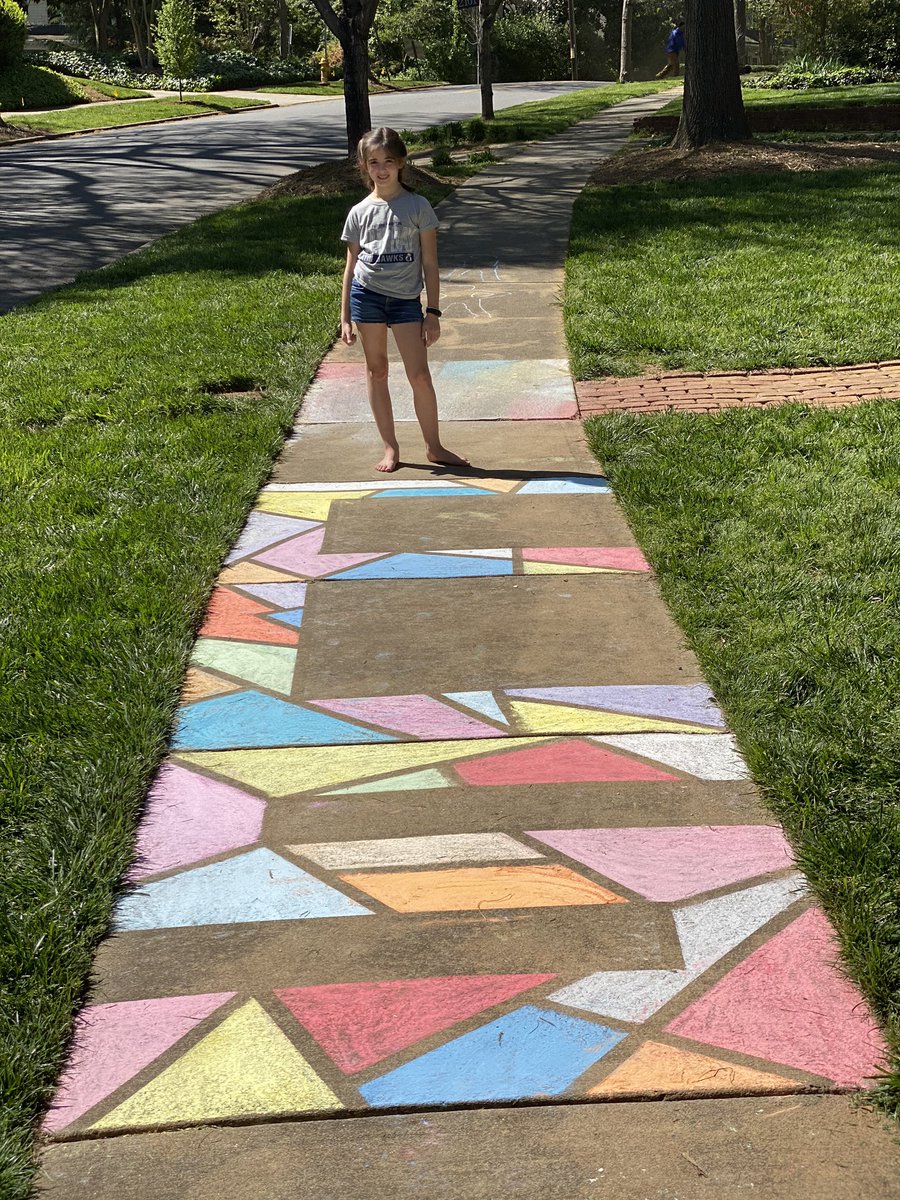 CLS sidewalk chalk on Soar Day. Go Hawks!