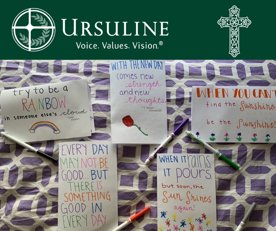 UrsulineLions's tweet photo. Ms. Turner's Faithful Service Learning Class make cards for residents at Meadowbrook Nursing Center. They are going to be a bright light for many residents. Great job ladies! #UACommunity #UAPride 💚 https://t.co/HqklmjwxKy