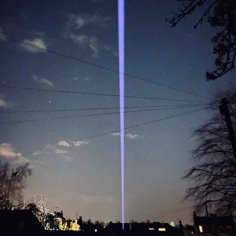 During the #ClapForTheNHS we proudly cast a <a href="/Robelighting/">Robe Lighting</a> #MegaPointe into the night sky above Edinburgh as a symbol of hope, thanks and love for the millions of people who are putting themselves at risk to help, care and protect us all 💙 #stayathome #nhs #lightblue #savinglives