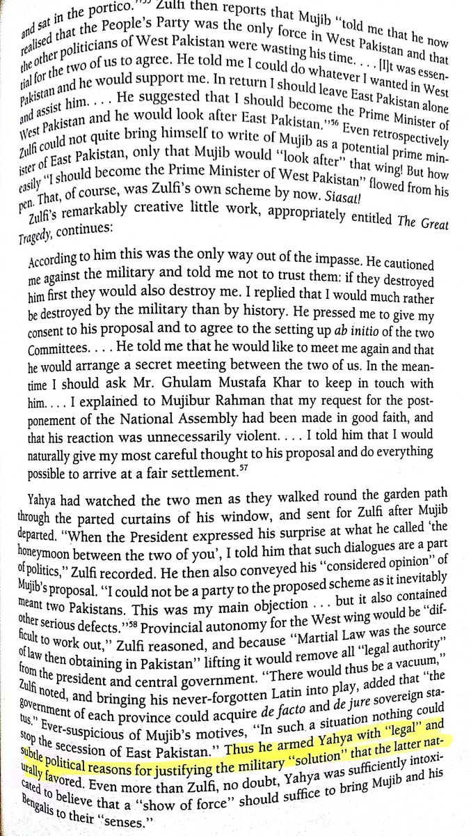 •Akbar Bugti believed deadlock after the 70 election was caused by the Bhutto & he was "worse and more ruthless than former Pres Ayub Khan"•Bhutto convinced Yahya to believe that military action against Bengalis is the only solution of a current impediment.