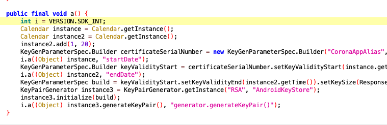 The publicKey is a RSA 1024 Bit key, that is generated in both android and iOS at first start of the app. We can see it in the source or the march-bin: