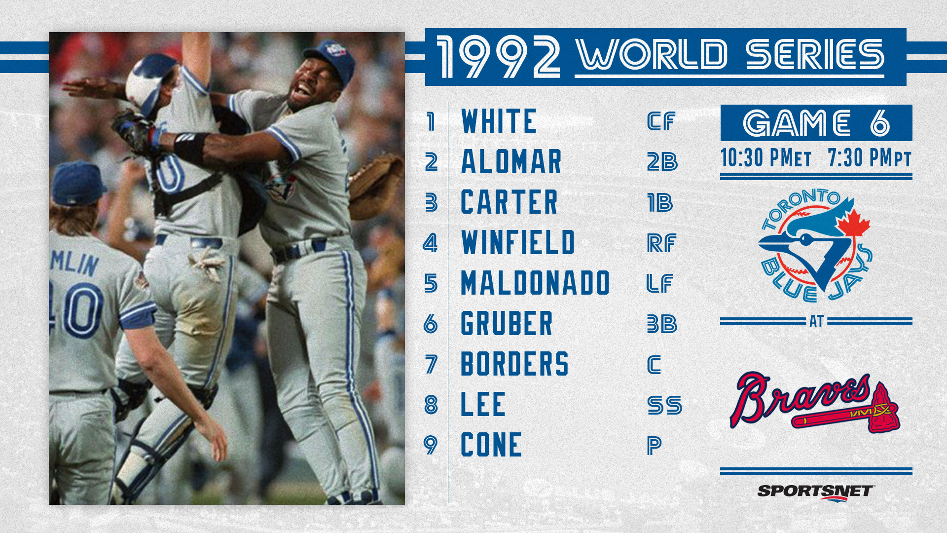 Toronto Blue Jays on X: The Toronto Blue Jays are baseball's best in 1992!  Relive the moment we won it all! Watch Game 6 of the '92 World Series  TONIGHT. #BlueJaysOnSN  /