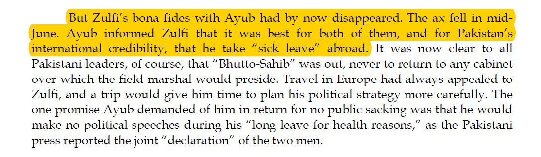 After '65 war, Ayub started to sideline ZAB and was even ordered to resign as secretary general of Ayub's Muslim League.In June,1966 Ayub told ZAB to resign from his party.