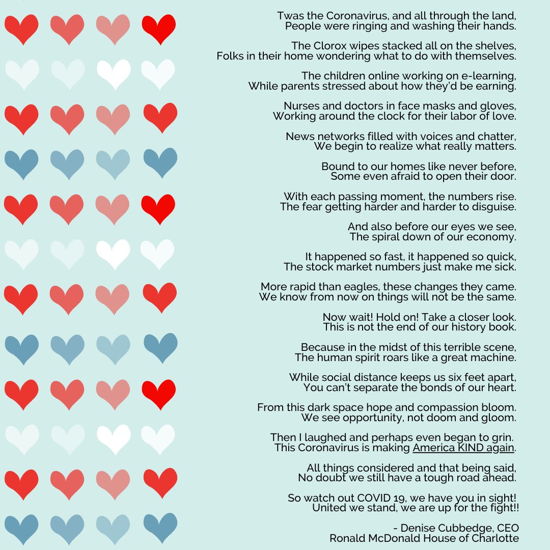 As another week comes to a close, we wanted to share an amazing poem written by our CEO Denise Cubbedge. Share her words with your friends and followers. Because we know we are truly in this together AND kindness truly shines through!  #KeepingFamiliesClose #Kindness #CLT