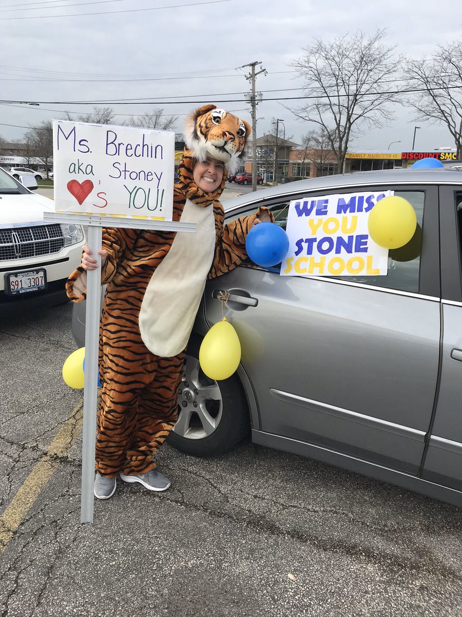 I was honored to chauffeur the Stone School mascot for the 3 hour teacher parade. It was so worth it! Teachers, students, parents and neighbors experiencing so many emotions today while they navigate this new normal. <a href="/StoneSchool4/">Stone School</a> <a href="/MsBrechin/">Ms. Brechin</a>