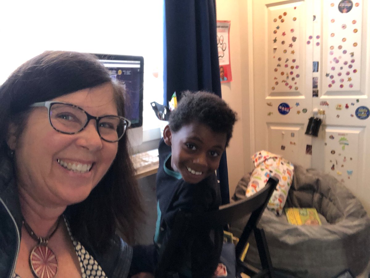 Joe and I shared office space today! He’s doing online math while I participate in the Microsoft Alumni Network’s Virtual Job Fair, and dialed in to remote meetings. #MSFTAlum #WFMWK