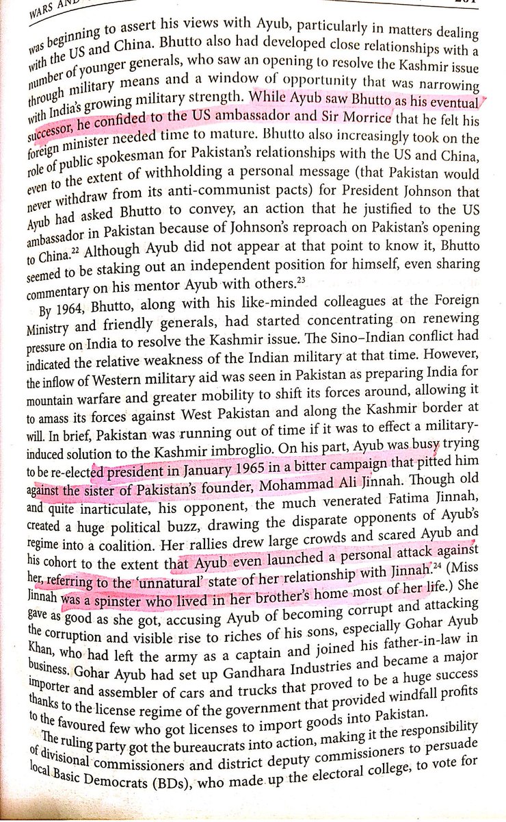 After being sacked from Ayub's cabinet, Fatima Jinnah requested to meet Bhutto.Bhutto was not remorseful for not supporting Fatima Jinnah against Ayub as he would not like to be a subordinate of a "WOMAN" or Bengalis.