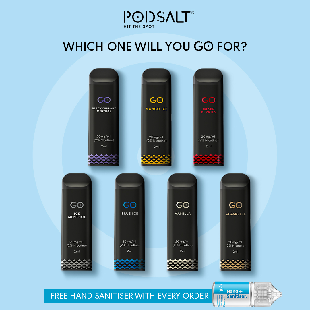 The Podsalt Go is a disposable vaping device available in 7 dynamic flavours.
Designed for convenience, it lasts between 300-400 puffs and provides a high level of satisfaction with our premium quality blend.
RECEIVE A FREE HAND SANITISER WITH EVERY ORDER!
Podsalt.com
