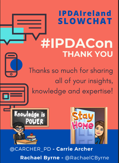 ipdaIreland's tweet photo. We hope that you have had a chance today to reflect on risk, resilience and response-ability in remote teaching and learning. Please join us as a member of IPDA and support our work in IPDA Ireland. For now, thank you and enjoy your break! #IPDACon https://t.co/QiQyvaDZME