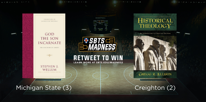 And finally, we have Stephen Wellum with <a href="/crossway/">Crossway</a> up against Gregg Allison with <a href="/ZonderAcademic/">Zondervan Academic</a>! RT this post for a chance to win and vote for the winner below! 📘🏀📗🏀