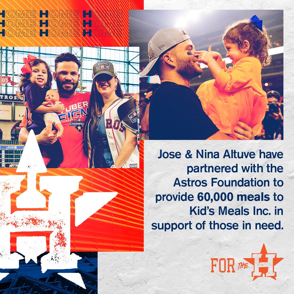 astros's tweet photo. Stepping up to the plate. 

The Altuve family and the #AstrosFoundation are partnering to support those in need through @KidsMealsInc. 

#ForTheH https://t.co/pNzWfPZDSB