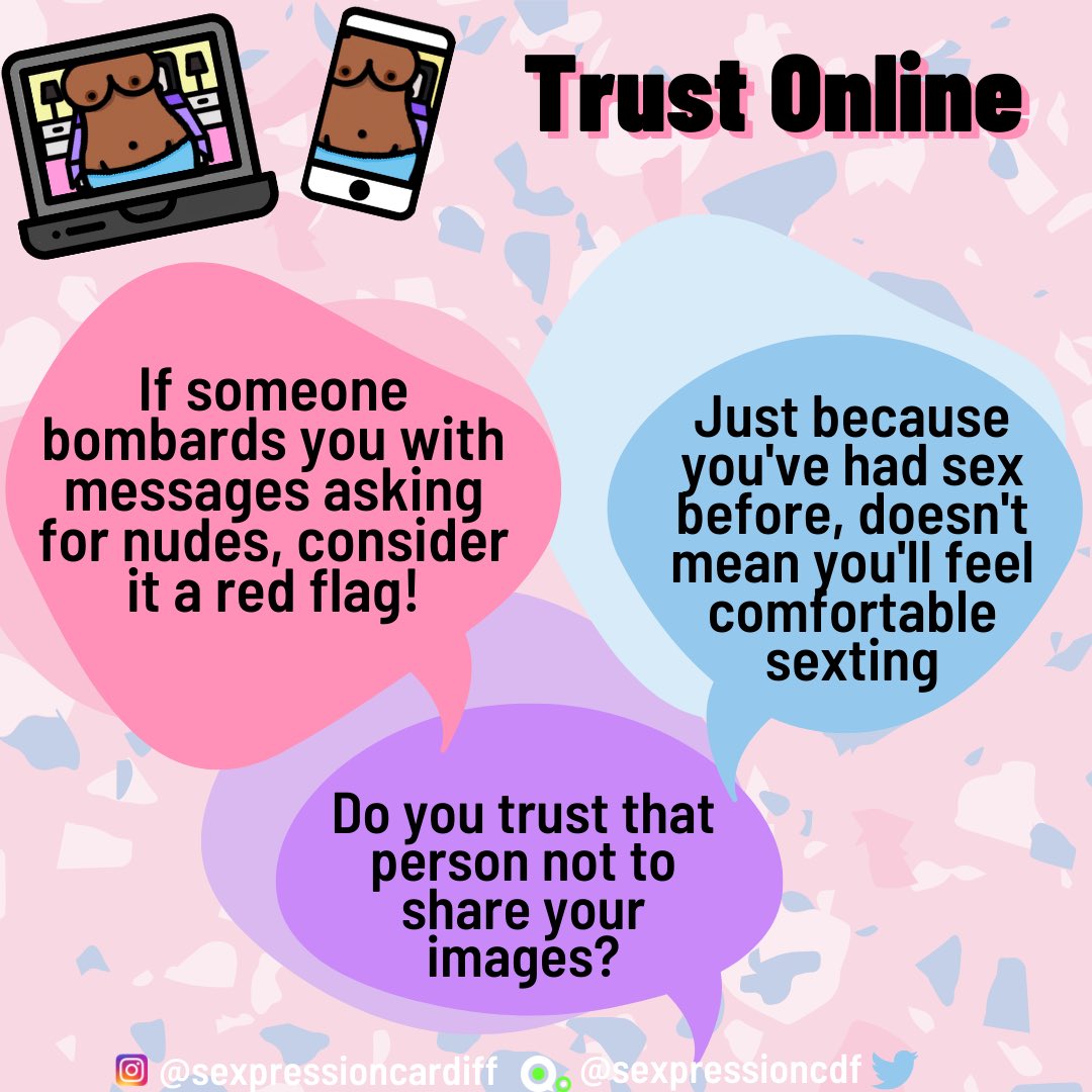 SexpressionCdf's tweet image. Sexting can be a great way to relieve sexual frustration while we’re stuck indoors, but just because you’re comfortable having sex, that doesn’t necessarily mean you’re ready to sext. Take your time, stay safe and remember consent!
#sexualdistancing #safesext