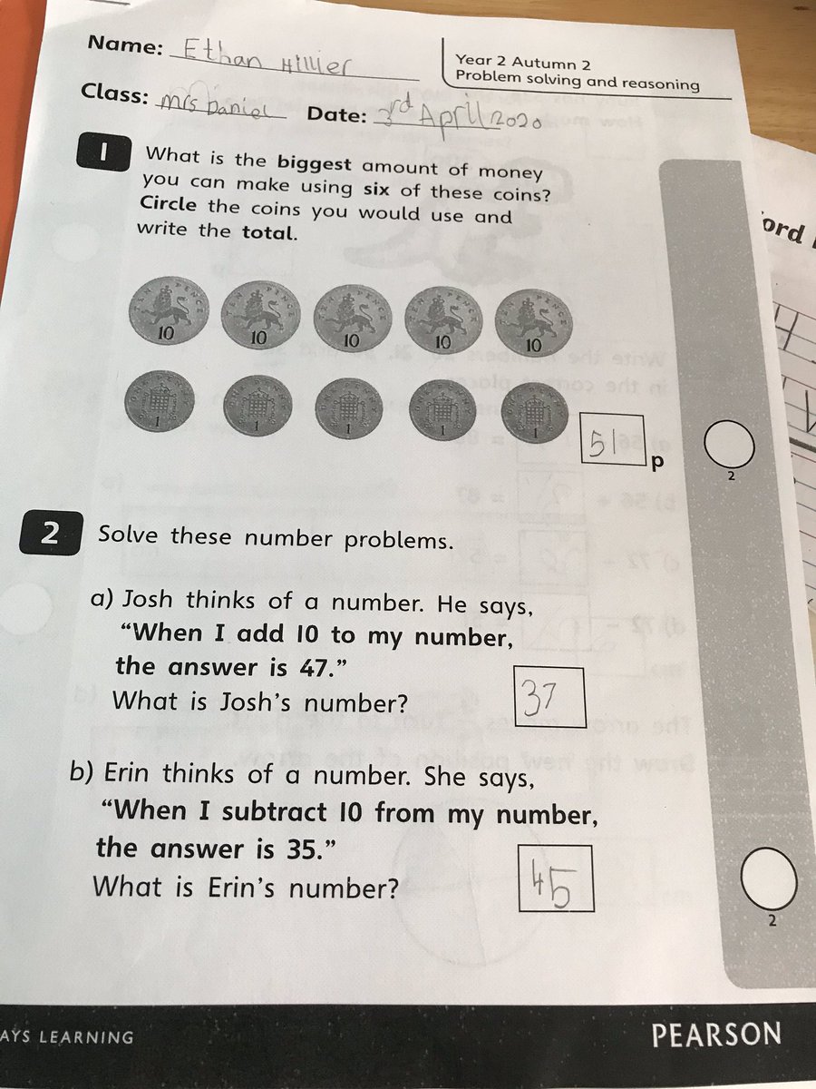 We’ve used play money to half and double today. We’ve read, completed a maths booklet and practised times table <a href="/YBB_Yr2/">Mrs Hughes</a>