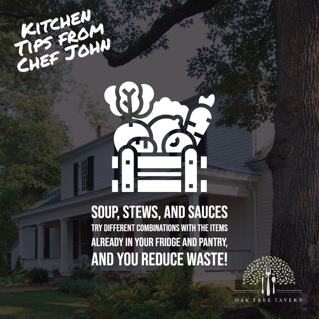 VIRNow's tweet photo. Chef John from #OakTreeTavern has another cooking tip for you and your family! Today's tip is to try using different combinations of foods already in your fridge and pantry to make a delicious soup or stew. 😋 https://t.co/ffHcCS6mFh