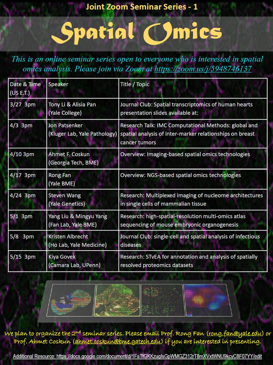 Rong Fan Spatial Omics Seminar Series 1 Dear Friends If You Are Interested In This Emerging Field Please Check Out Our Online Seminar Series Scheduled For Every Friday At Rong Fan Spatial Omics Seminar Series 1 Dear Friends If You Are Interested In This Emerging Field Please Check Out Our Online Seminar Series Scheduled For Every Friday At