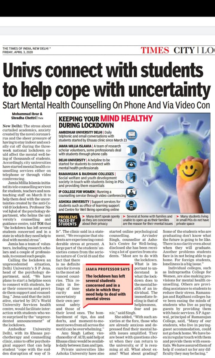 DrKamalGulati's tweet image. Do take this time given by COVID19 as an opportunity for developing your skills and make the best utilization of it.”
Source: TOI – 3rd April 2020
#COVID19 #WFH #RefreshMind