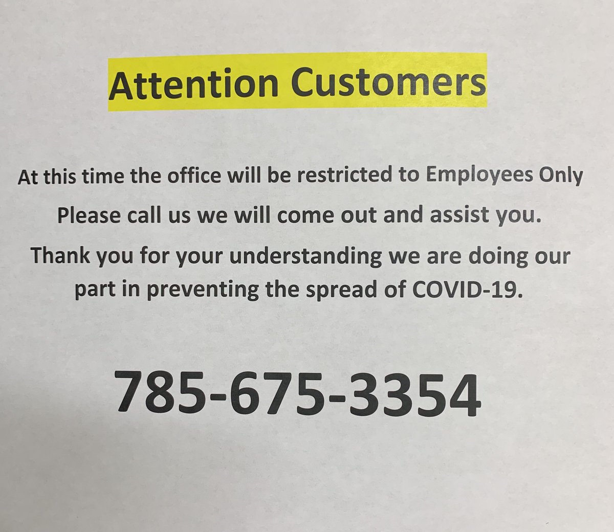 ATTENTION!! Please make note that as of today April 3, 2020 our office doors will be locked. We will still be OPEN! Please call our office or any of our sales representatives and let us assist in this time frame. Please stay healthy and most importantly stay SAFE!