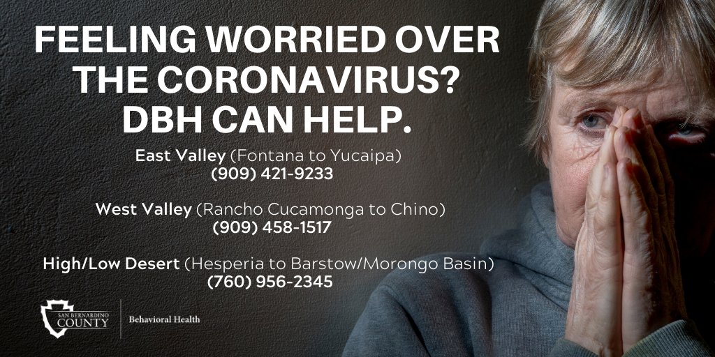 SBCprobation's tweet photo. It is National Counseling Awareness Month. If you are stressed or feeling worried about #COVID19, the @sbdbh is available. You can call DBH at the phone numbers listed below to be connected with specially trained crisis staff. #CounselorHelp https://t.co/GBF7UPiTzE