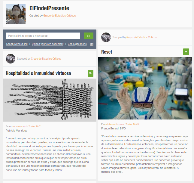 GECmadrid's tweet photo. Seguimos actualizando el repositorio de textos sobre la crisis del coronavirus. BIFO, Patricia Manrique, María Galindo.... https://t.co/dZQMM9UAJM

#Covid19 #COVIDー19 #Covid_19 https://t.co/b9XIXjNm9l